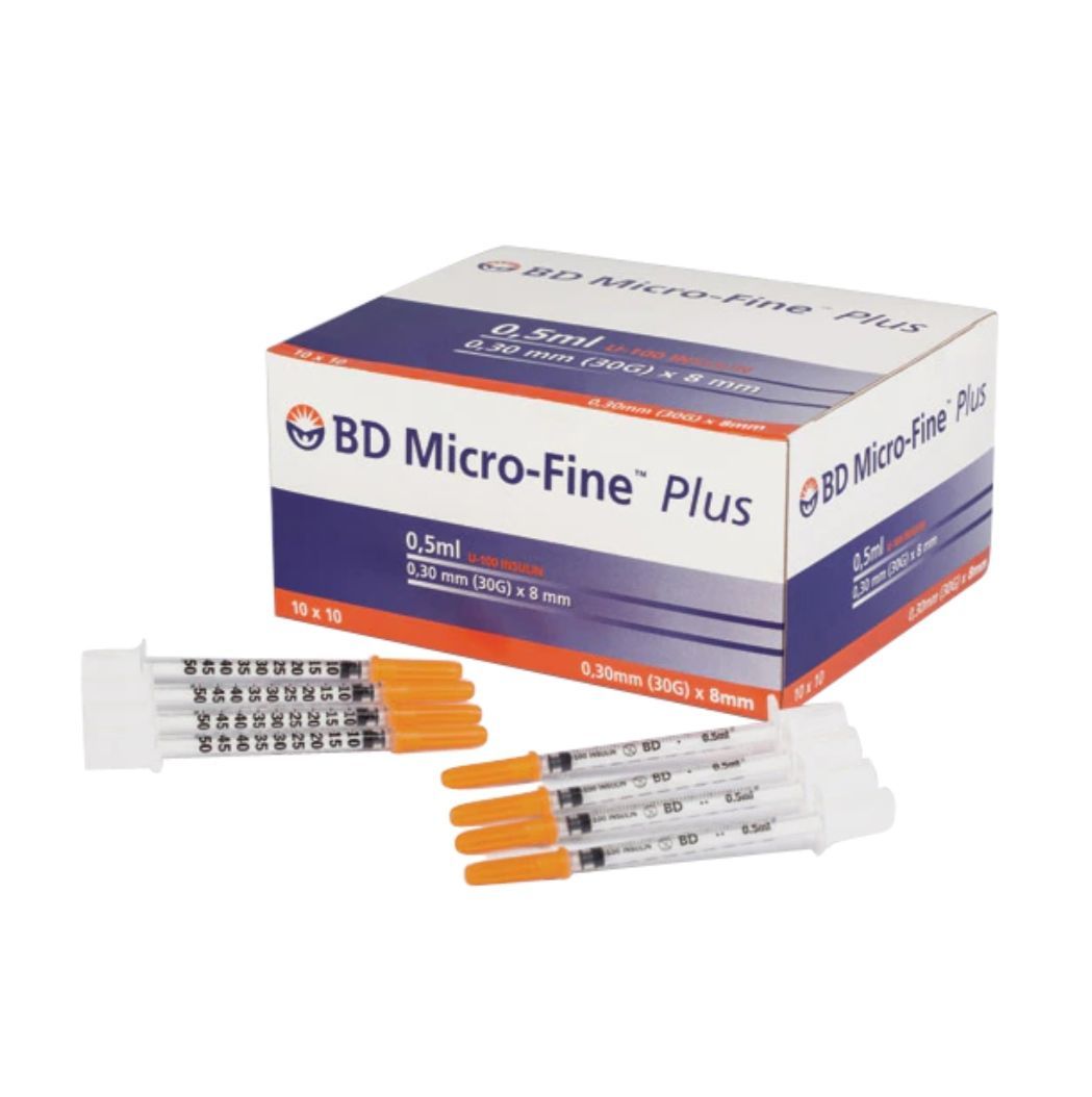 0.5cc İnsülin Enjektörü BD Micro-Fine 100U 30G 0.30x8mm 100 Adet
