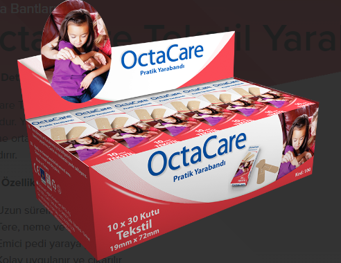 OctaCare Tekstil Yarabandı 19 mm x 72 mm 8 Adet x 30 Kutu