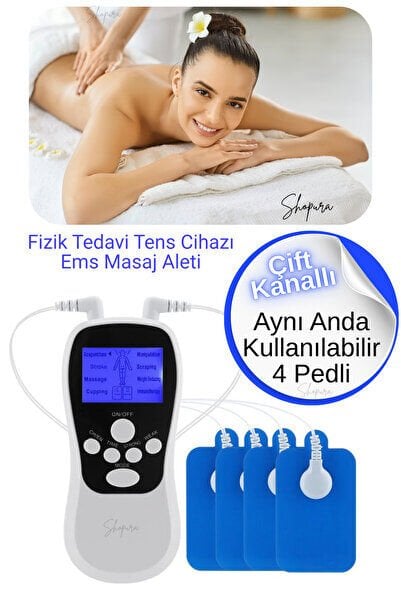 PREMİUM 2 Kanallı Fizik Tedavi Tens Cihazı Dijital Portatif Tens, Ems, Masaj Cihazı