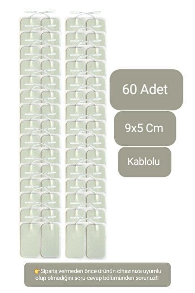 60 Adet 9x5 cm Kablolu Tens Pedi, Elektrot Pedi, Yedek Tens Elektrodu