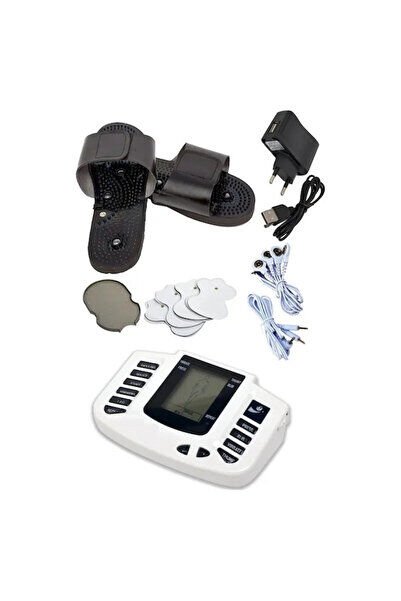 TENS/EMS Dijital Masaj Cihazı Seti – Ayak Masaj Terliği, 16 Ped, Çift Kanal, LCD Ekranlı Terapi Seti