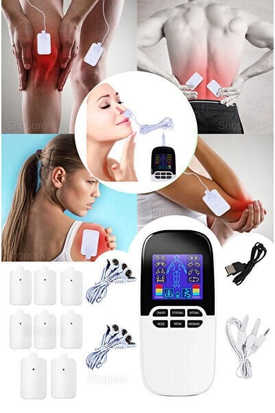 Çift Kanallı Şarjlı Tens Ems Masaj Aleti - Profesyonel Fizik Tedavi Etkili Kas Gevşetici