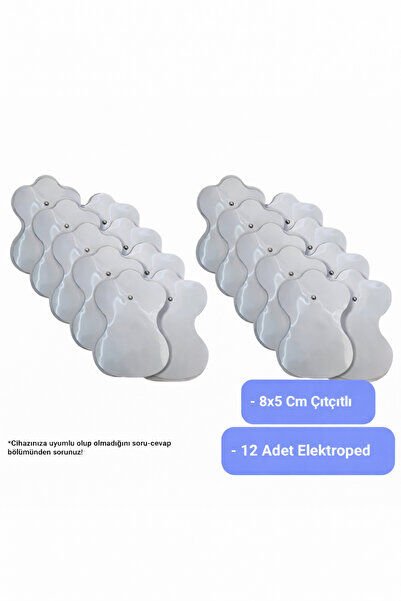 TENS Pedi 12 Adet 8x5 cm Çıtçıtlı Elektroped – TENS & EMS Cihazları ile Uyumlu
