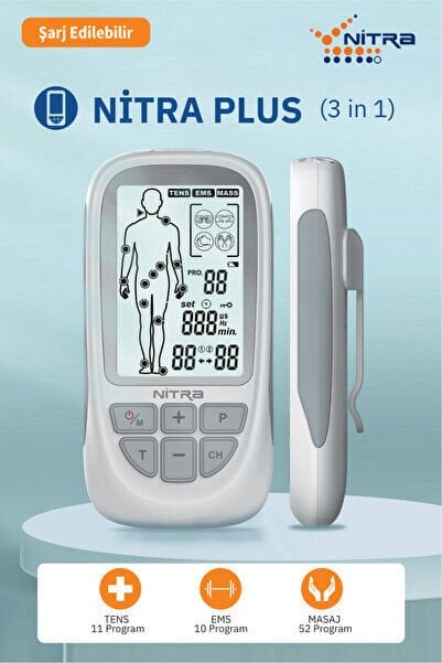 İki Kanallı Bataryalı ve Şarjlı Tens, Ems, Masaj Cihazı, 73 Programlı