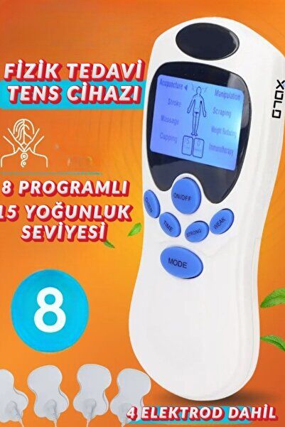 Fizik Tedavi Tens Cihazı 4 Pedli Elektrod Pilli 8 Program 15 Seviye