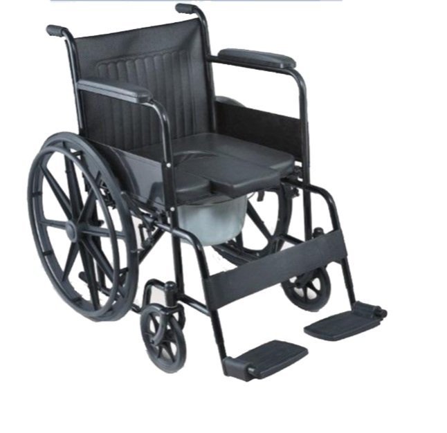 Klasik Tekerlekli Sandalye Siyah Hasta Tuvaleti