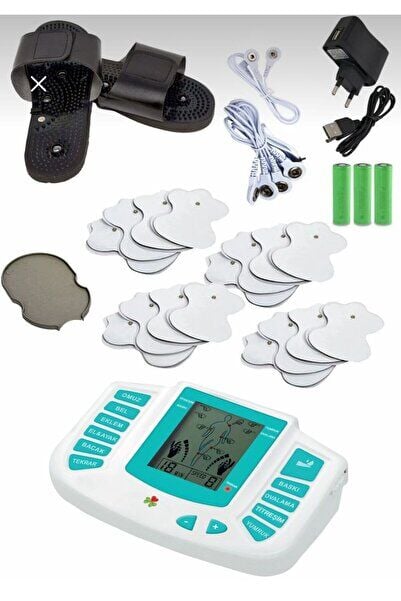 Yüksek Performanslı 16 Pedli TENS Masaj Cihazı, Terlikli, Türkçe Menü