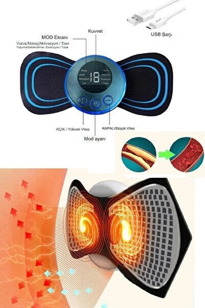 Tens Ve Masaj Cihazı 8 Kademe 18 Kademeli Masaj Cihazı Kelebek