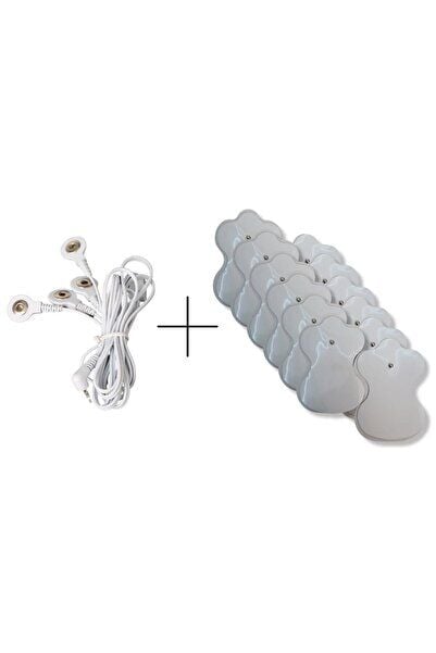 4 Uçlu Çıtçıtlı Tens Cihazı Kablosu 12 Adet Fıstık Ped - Tens Elektrot - Tens Elektrodu