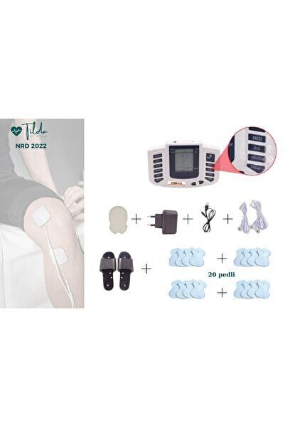 Masaj Aleti Fizik Tedavi Tens Cihazı Terlik Kablo 20 Adet Elektro Ped