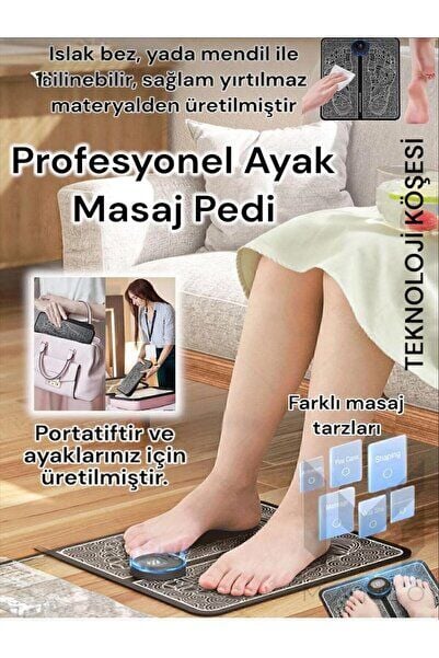 Ayak Masaj Aleti 8 Farklı Stil 18 Kademeli Titreşimli Tens Özellikli Şarjlı Taşınabilir