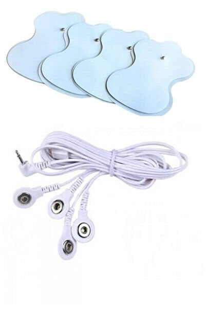 4 Adet Çıtçıtlı Tens Pedi Ve 4 Uçlu Çıtçıtlı Tens Kablosu MNNPAZAR