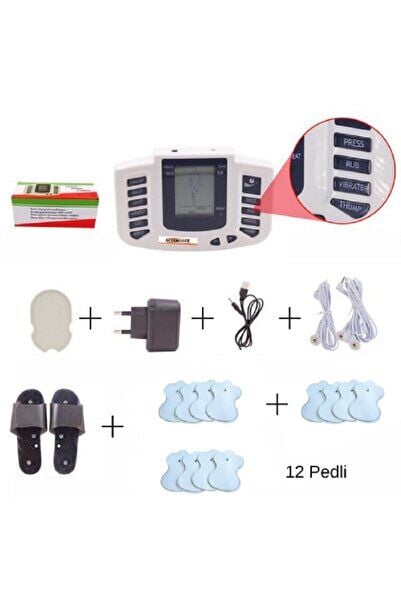 Tam Set Tens Cihazı ve Terlik, Kablolar ve Elektro Pedlerle Konforlu Kullanım