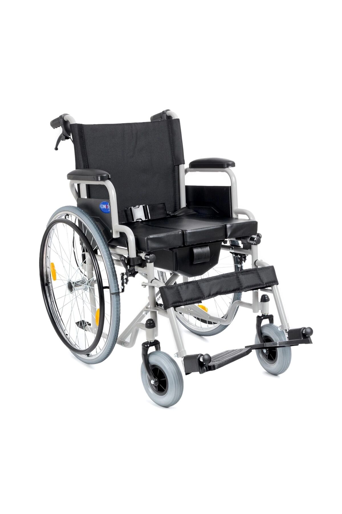 Tekerlekli Sandalye | WC Özellikli, 45cm Oturum, Refakatçi Frenli, Çelik Gövde DM-545