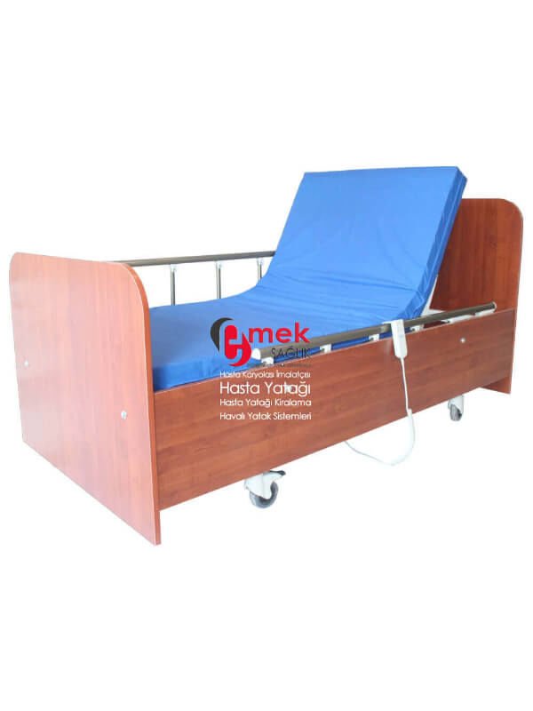 Ev Tipi Ahşap Hasta Yatağı – 2 Motorlu, Dayanıklı ve Konforlu