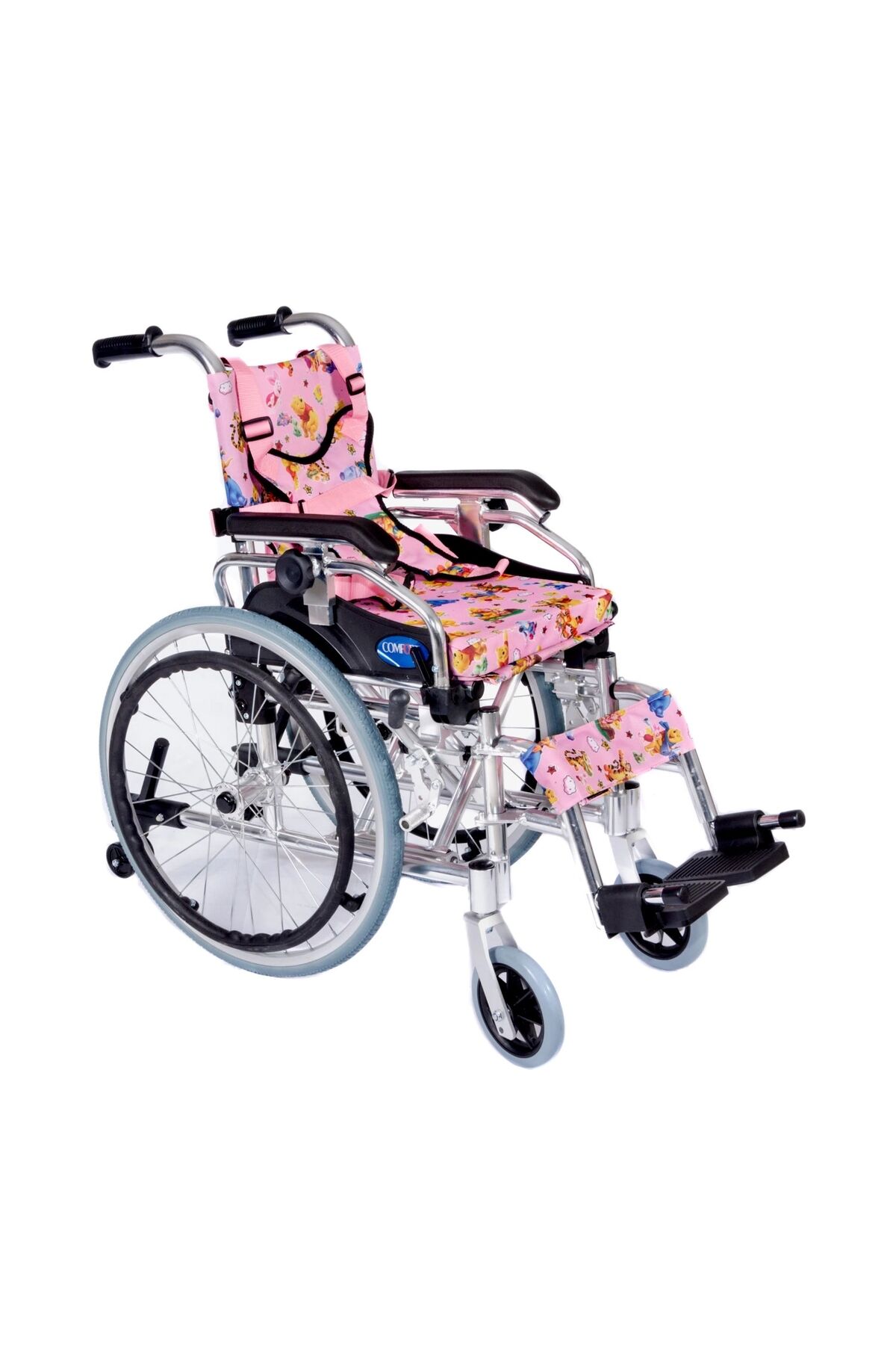 Pediatrik Tekerlekli Sandalye Pembe | Alüminyum Şase, Emniyet Kemerli KY980LQ-30