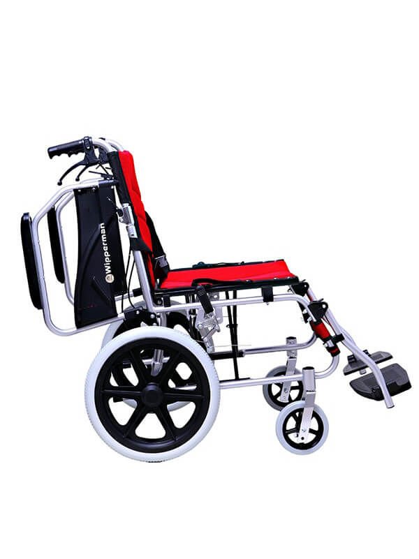 W 206  Refakatçi Frenli Katlanabilir Tekerlekli Sandalye Kırmızı Renkli