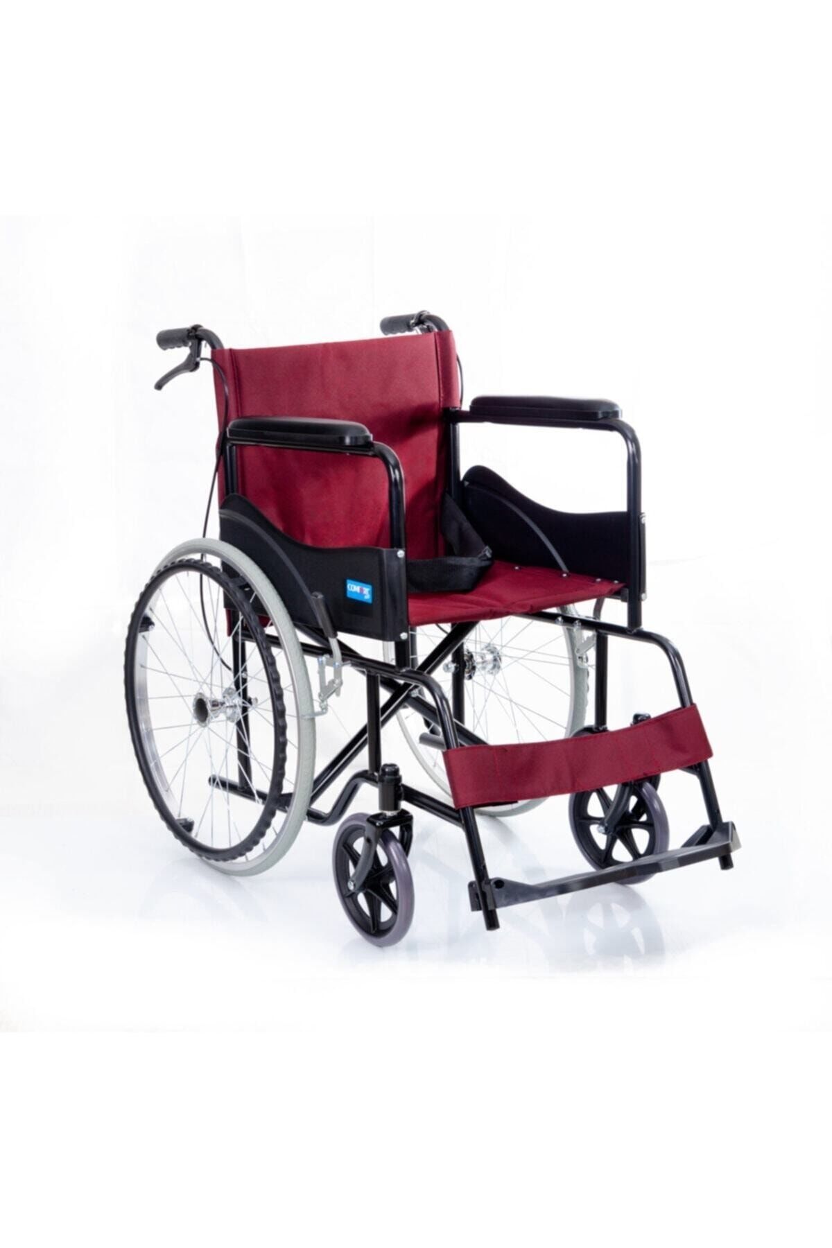 Dm809 Bordo Kumaş Standart Transfer Refakatçı Frenli Tekerlekli Sandalye