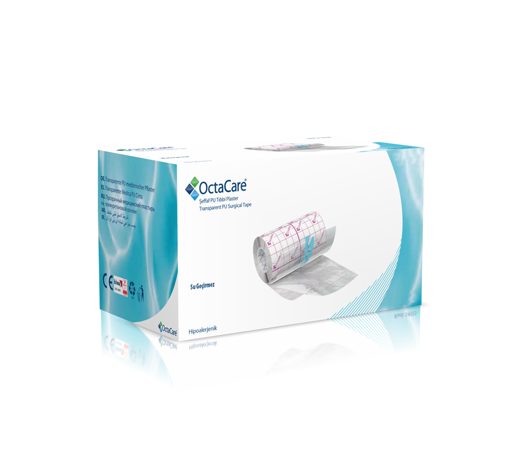 Octacare Şeffaf Pu Tıbbi Plaster Sıvı Geçirmez Banyo Bandı 10 m x 10 cm