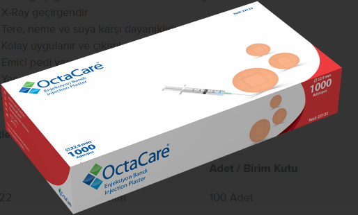 OctaCare Enjeksiyon Bandı 1000 Adet