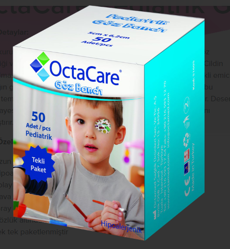 OctaCare Pediatrik Göz Pedi Erkek 5 cm x 6,2 cm 50 Adet