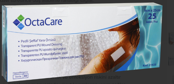 OctaCare Şeffaf Yara Örtüsü 9 cm x 25 cm 25 Adet