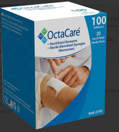 OctaCare Steril Emici Kompres (Non-Wowen) 7,5cm x 7,5cm 100 Adet