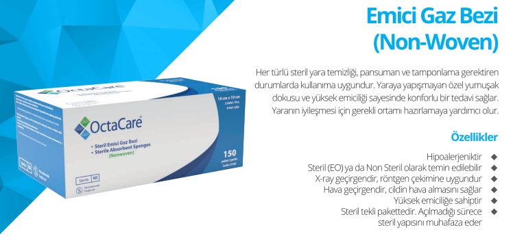 OctaCare Steril Emici Gaz Bezi 10cm x 10cm 150 Adet