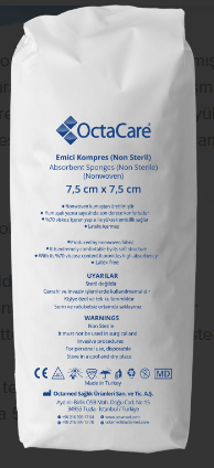 OctaCare Emici Kompres 4 Kat Non Steril 7,5cm x 7,5cm 200 Adet