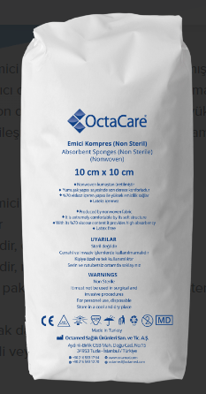 OctaCare Emici Kompres 4 Kat Non Steril 10cm x 10cm 200 Adet