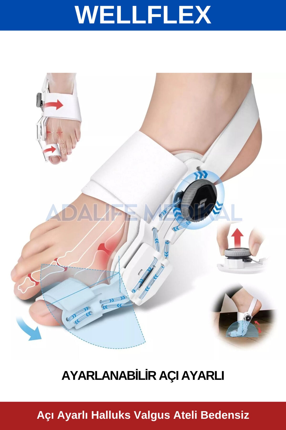 Açı Ayarlı Halluks Valgus Ateli (Gece Ateli) Bedensiz-1 Adet
