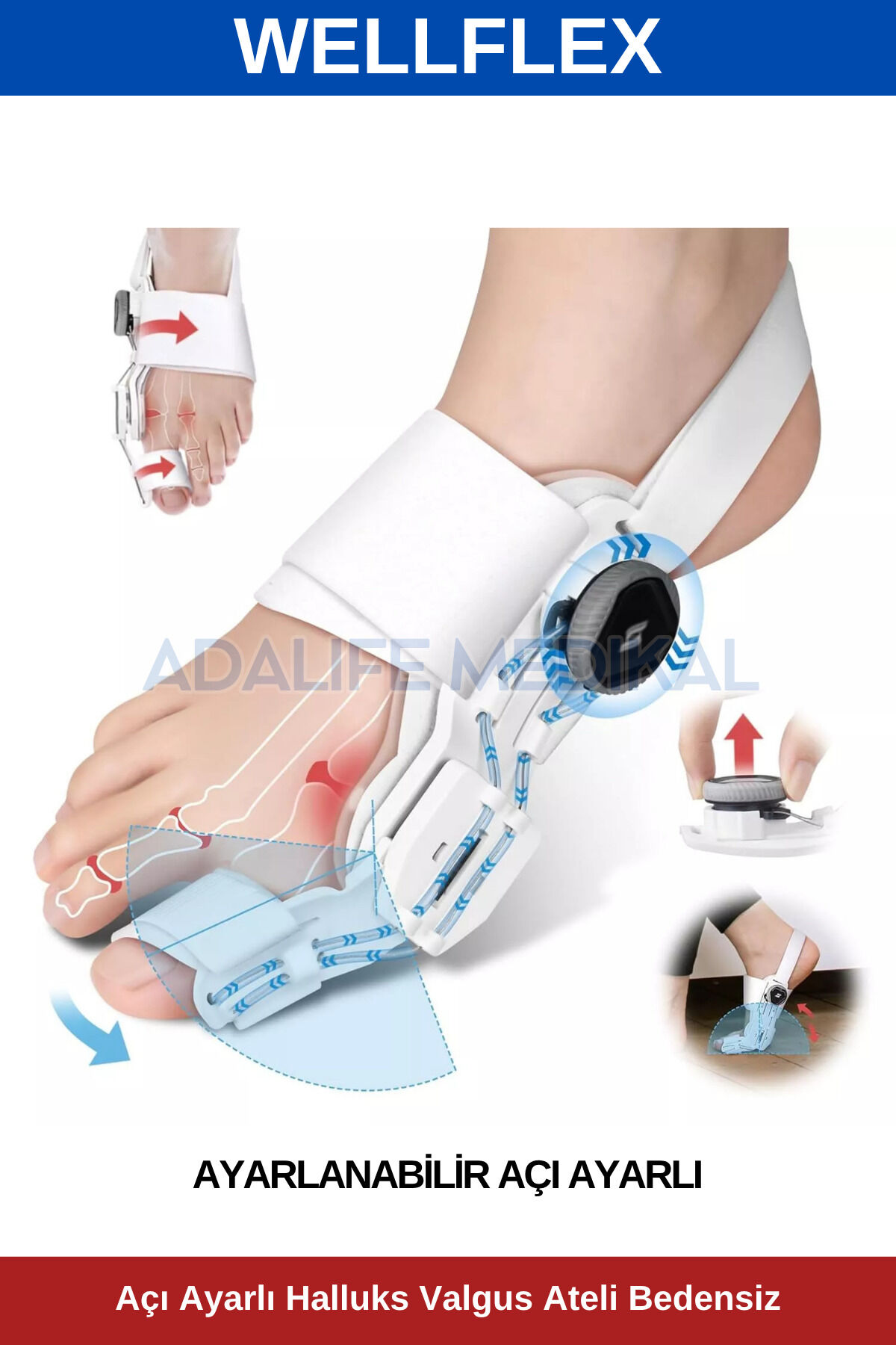Açı Ayarlı Halluks Valgus Ateli (Gece Ateli) Bedensiz-1 Adet