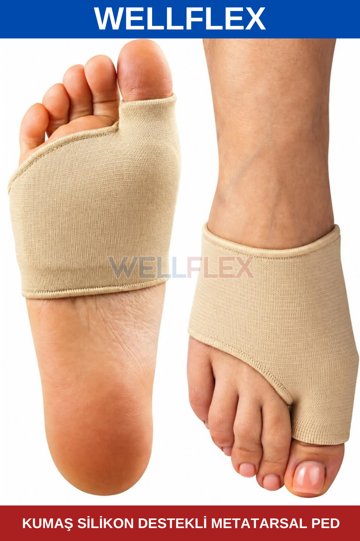 Metatarsal Ped Kumaş Kaplı Silikon Destekli Bedensiz - 1 Çift