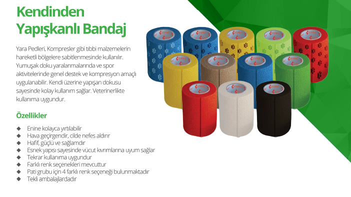 OctaCare Kendinden Yapışkanlı Bandaj Koban Bandaj 5 cm x 4,5 m  Sarı Renk 12 Adet
